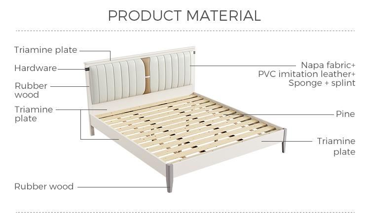 Linsy Latest Design Modern White Leather Princess Bed King Size Double Bed Frames Ls227A1