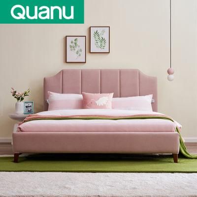 105191 Luxury Metal Frame Kids Childrens Pink Velcet Princess Bed Frame for Girls