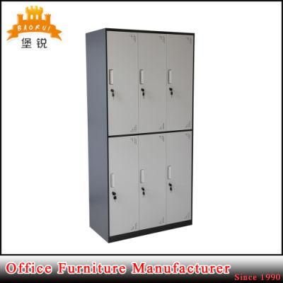 Jas-028 Modern Design Thin Edge 6 Door Compartment Steel/Metal/Iron Wardrobe Locker