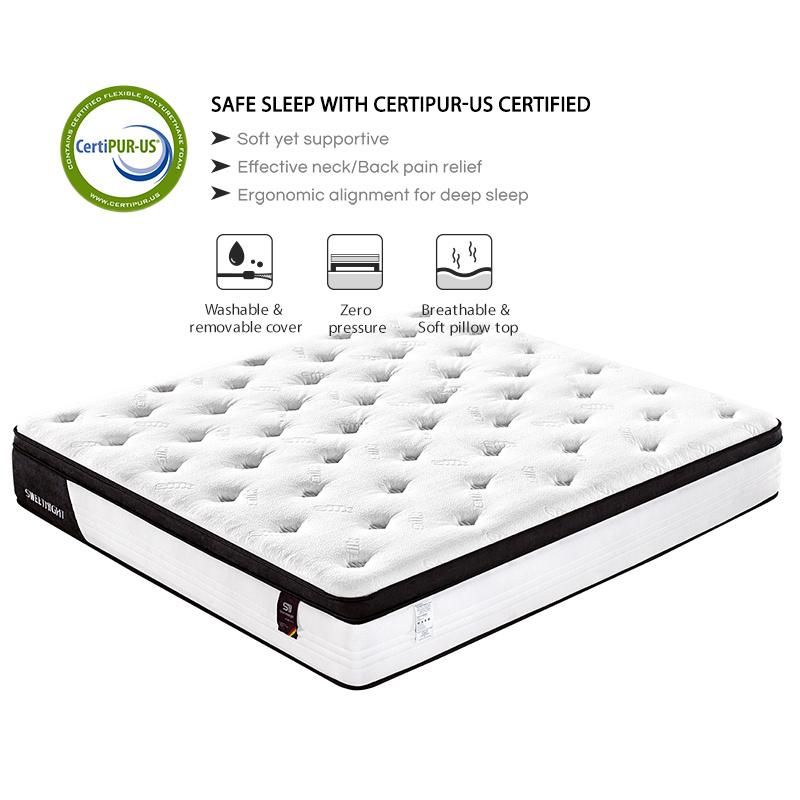 Healthy Latex Fabric Hotel Memory Foam 3 Zoned Pocket Spring Mattress