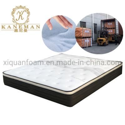 Flat Memory Foam Mattress King Size Pocket Spring Mattress in Wooden Pallet