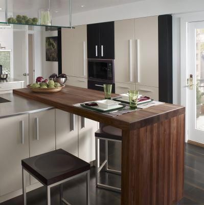 Matte Lacquer MDF Natural Wood Colored Kitchen Cabinet