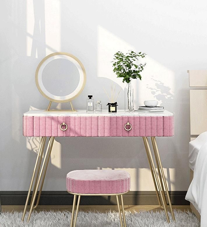 Modern Simple Bedroom Nordic Marble Dresser Integrated Small-Sized Makeup Table Set