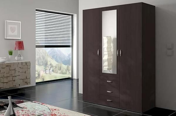 Wholesale Modern Simple Style Hinged Door Bedroom Wooden Wardrobe (HF-WF05061)
