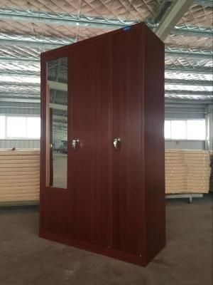 3 Door Bedroom Furniture Metal Wardrobe Mirrored Godrej Closet Home Storage Steel Almirah Wardrobe