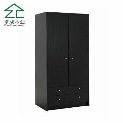 Black Color Two Doors Two Drawers Closet Without Handle