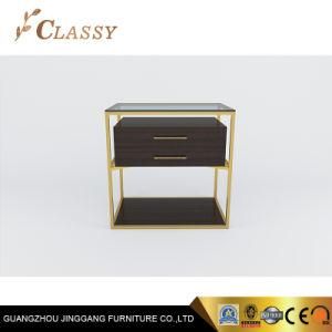 Bedroom Nightstand Furniture Cabinet with Stainless Steel Frame