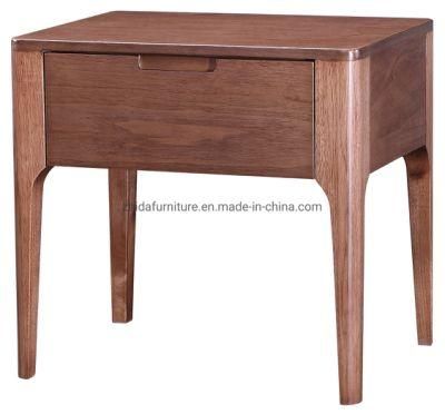 Foshan Factory Wholesale Modern Walnut Solid Wood Home Furniture Hotel Bedroom Bedside Nightstand Cabinet with Drawer