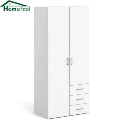Wholesale Wooden Home Furniture Bedroom White Simple Clothes Wardrobe