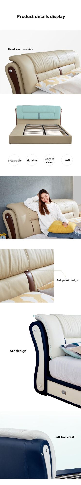 Simple Style Double Soft Bed Small Family Furniture 0180-3