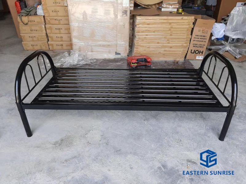 Metal Single Bed Steel Pipe Bed for Kids Students and Labor Workers