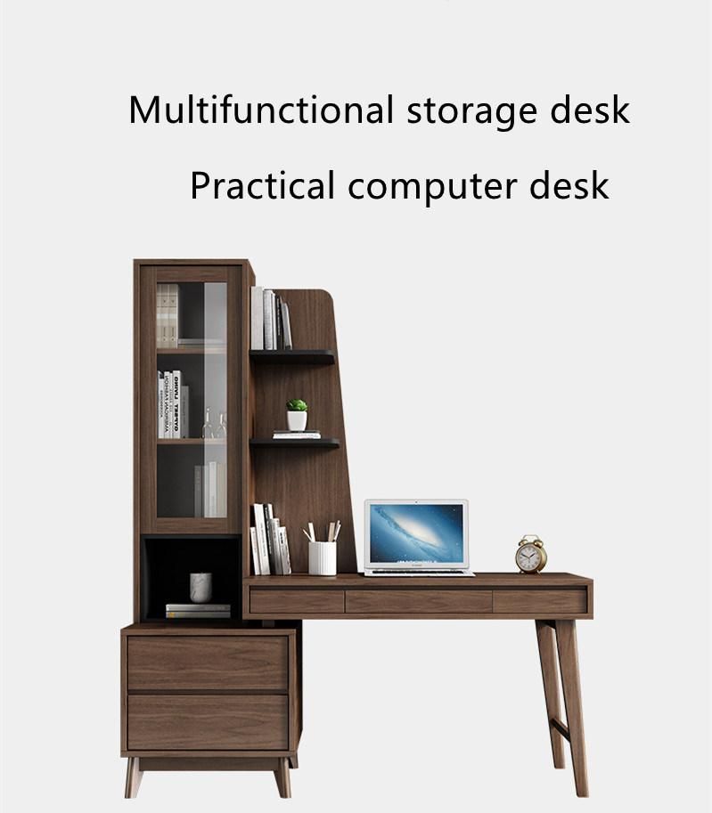 Creative Design White Color Home Furniture Wooden Integrated Bedroom Computer Desk Storage Table