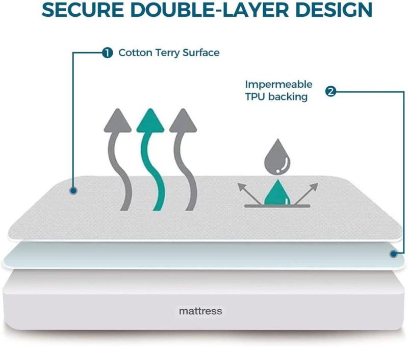 King Mattress Protector 100% Waterproof Mattress Pad Cover Oeko Tex 100 Cotton Terry Breathable Mattress Protector