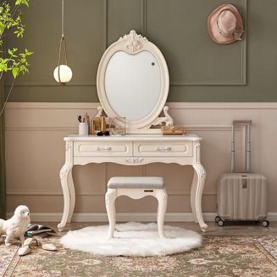 121507 European Vanity Luxury Makeup Table Bedroom Dressing Table Set with Mirror and Stool