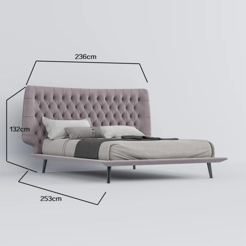 Contemporary Nordic Minimalist Design Bed Furniture Modern Home Bedroom Queen King Size Wood Bed