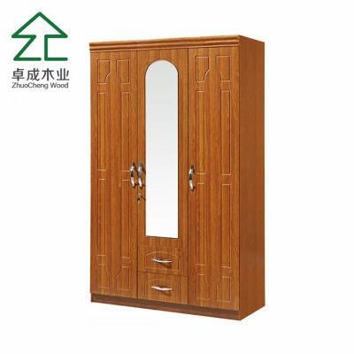 MDF Faced PVC Three Doors Wardrobe with Mirror