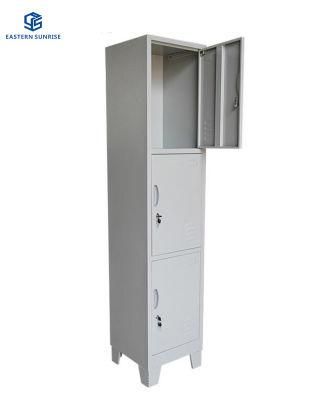 Gym Used Steel Locker 3 Doors Storage Metal Locker with Feet