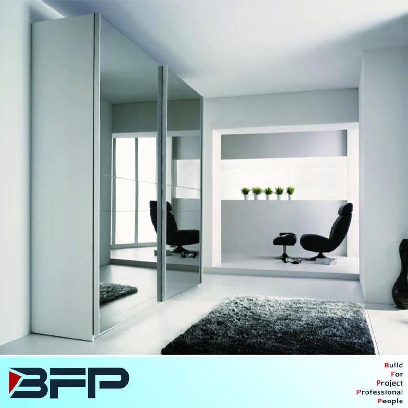Mirror MDF Large Sliding Door Wardrobe Grey Bedroom Furniture