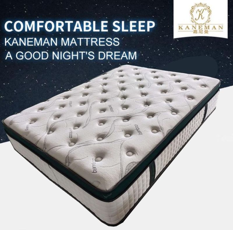 Flat Packed Bamboo Fabric Foam Mattress Pocket Spring Mattress in Wooden Pallet