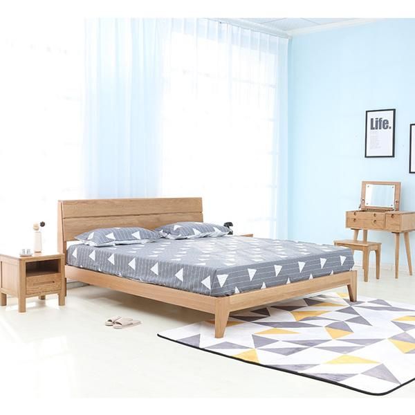 Japanese Style Simple Solid Wood Double Bed Hotel Room Bedroom Furniture
