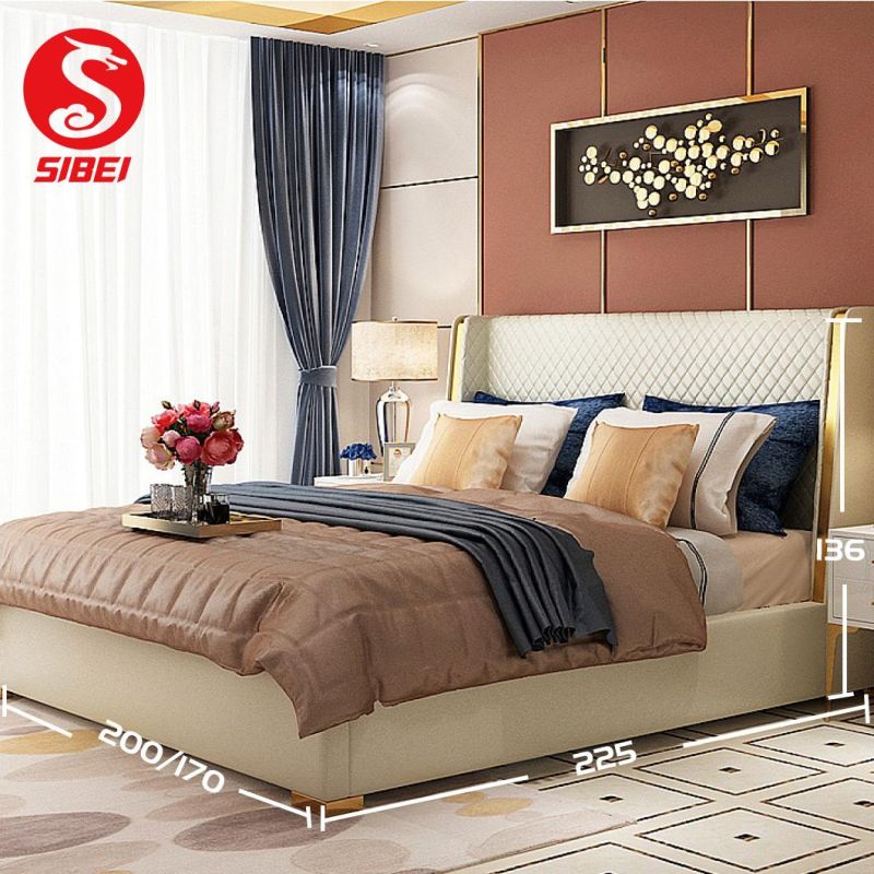 High Quality Popular Modern Design King Size Wooden Metal Bed Frame Supplier