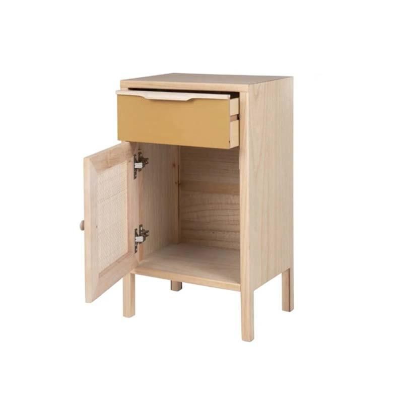 Wooden Nightstand with Drawer and Door