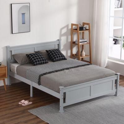Double Size Pine Solid Wood Frame Bed with Plank
