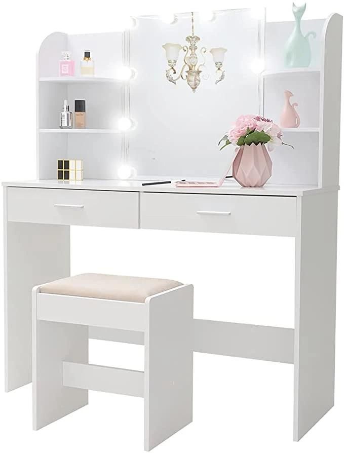 Wholesale Luxury White Wooden Makeup Vanity with Drawers