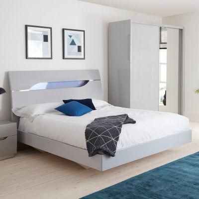 Nova 2.1m King Bed in Gray-Blue Color and High Gloss Finish