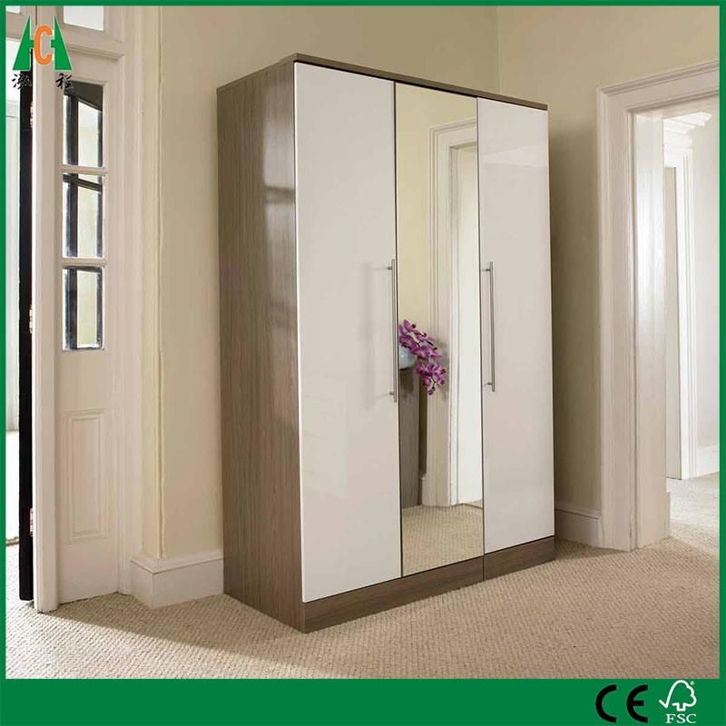 Three Drawers and Three Doors Wooden Wardrobe