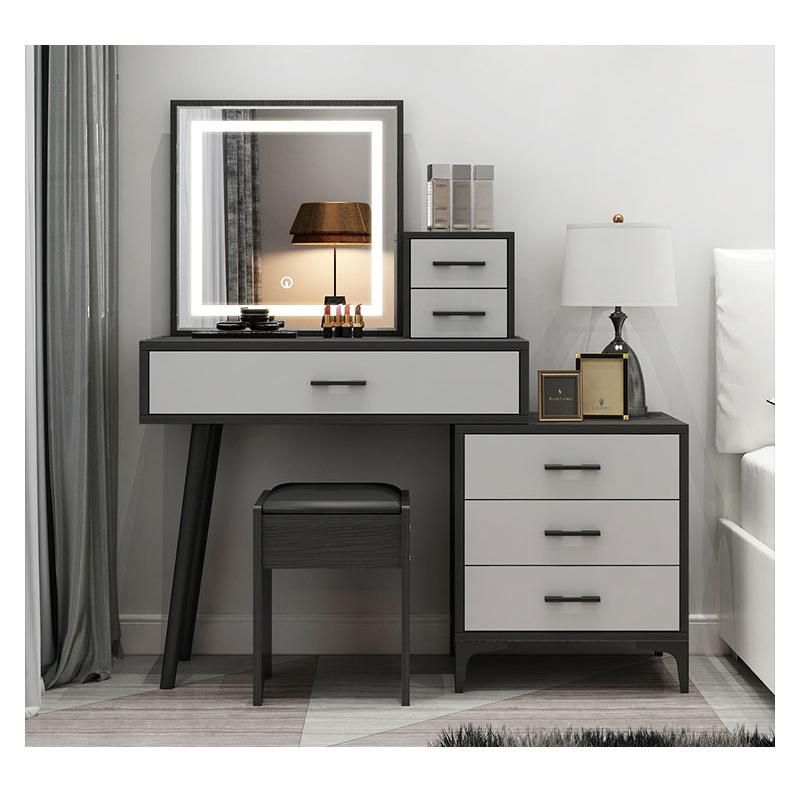 Bedroom Dressing Table with Light Gray Simple Modern Storage Cabinet One Light Luxury Net Red Ins Wind Vibrato Dressing Table 0019