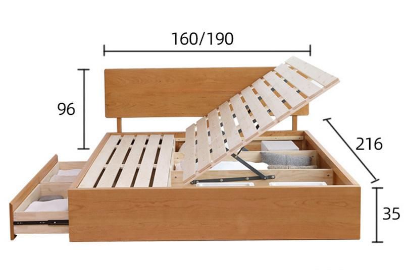 Nordic Solid Wood Storage Bed 0008