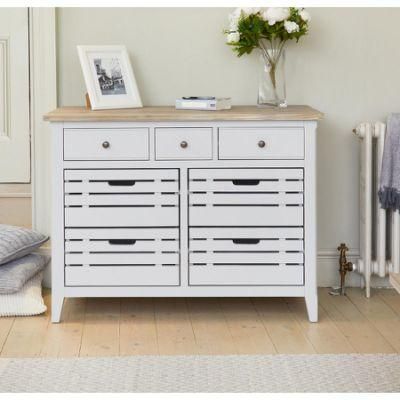 5 Drawers Solid Oak Painted Signature Grey Console Small Sideboard Storage Cabinet for Living Room and Dining Room Furniture