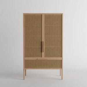 Solid Wood Hand Antique Rattan Wardrobe Furniture Cabinet