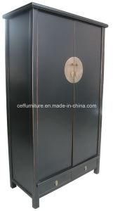 Chinese Antique Furniture Oriental Wood 2door Black Wardrobe