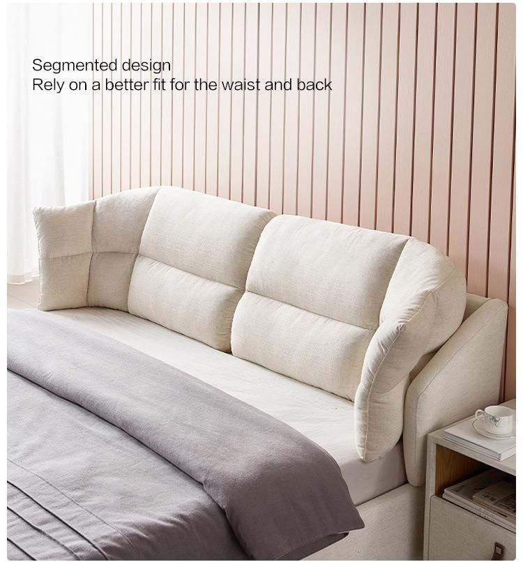 Lisny Bedroom Sets Furniture White Upholstered Fabric Double Bed R290