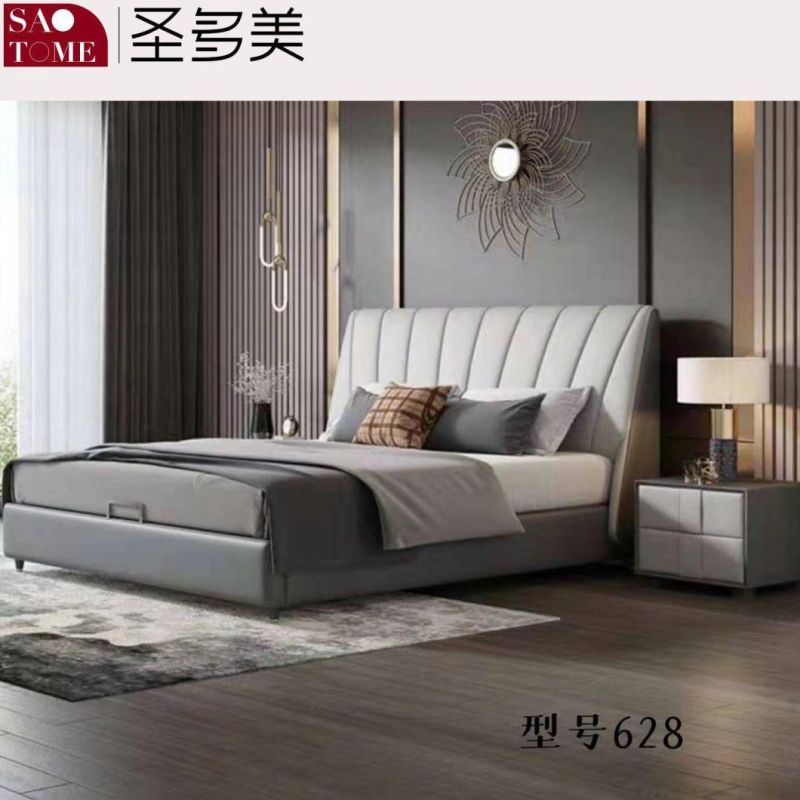 Modern off-White with Dark Grey Leather 1.5m 1.8m Double Bed