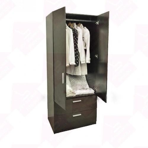 Modern 2 Doors Wardrobe with Drawer Cloth Cabinet in Bedroom
