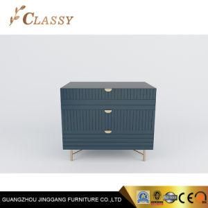 Blue Wooden Panel Top Night Stand Cabinet Beside Bed Table