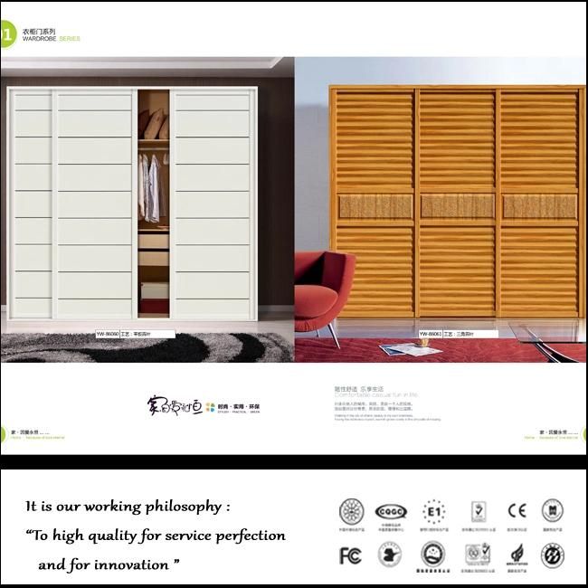 Oppein White Emboss Wood Bedroom Wardrobe