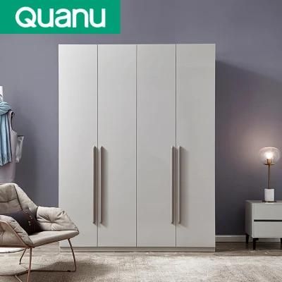 Quanu 126101 Modern Wooden Wardrobe Bedroom LED Light 4 Doors Closet