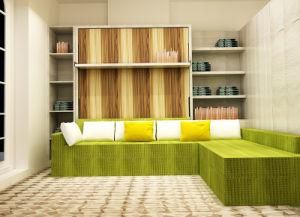 Vertical Tilting Wall Bed with Morden Sofa