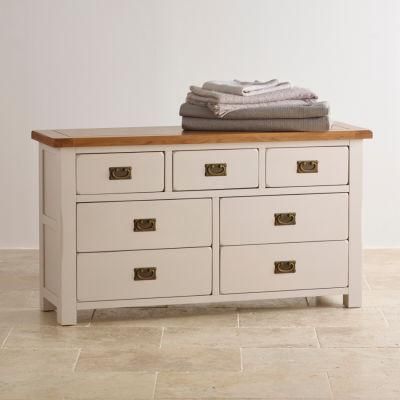 Rustic White Painted Oak Solid Wood 3+4 Drawer Chest