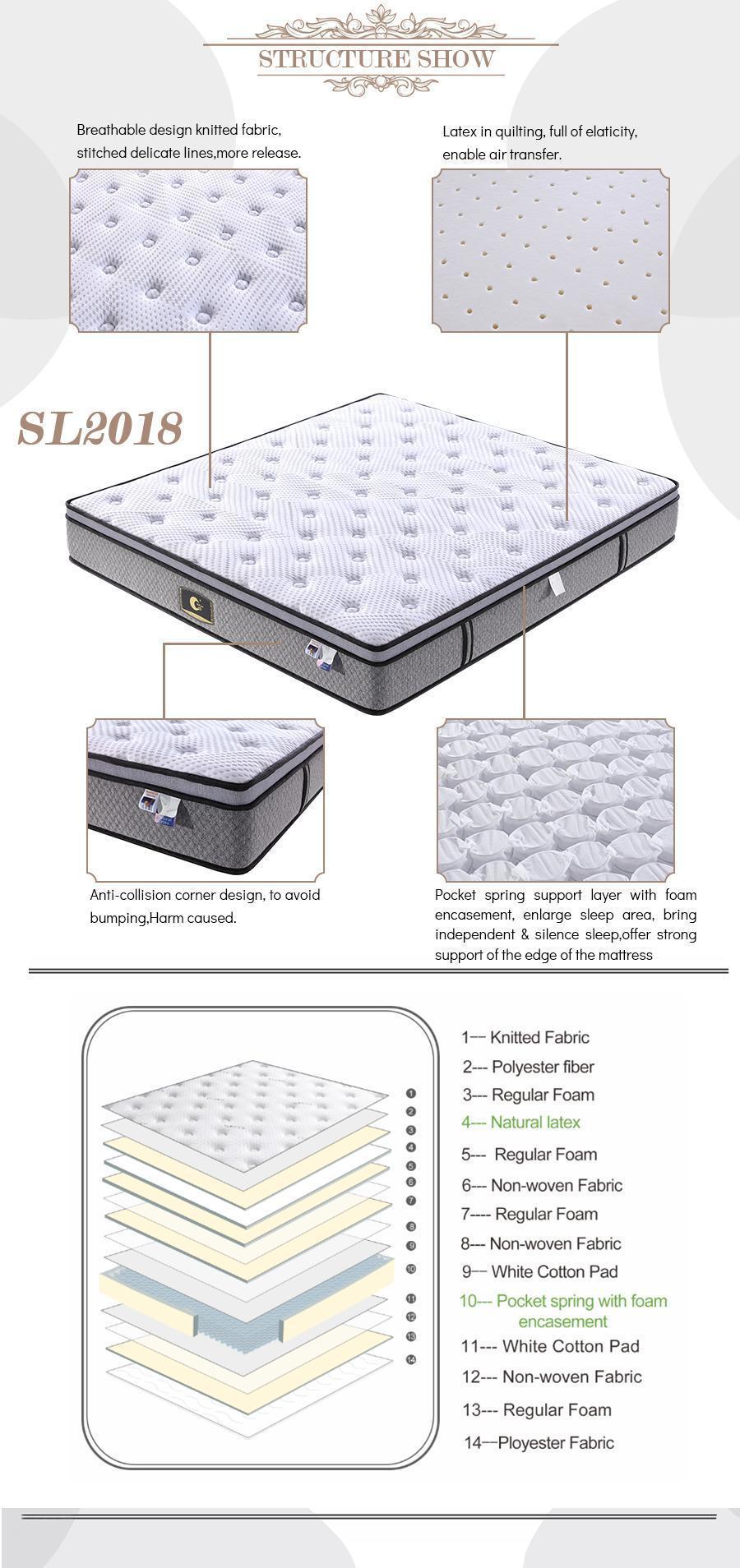 Modern Fashion Design Euro-Top Latex Pocket Spring Rolled Mattress (SL2018)