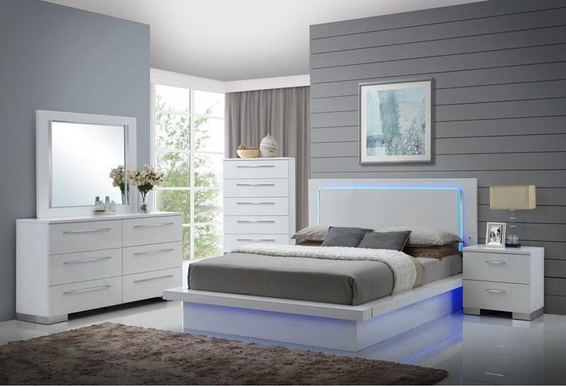Nova High Gloss White Laminate Platform Bedroom King / Queen Size Bed