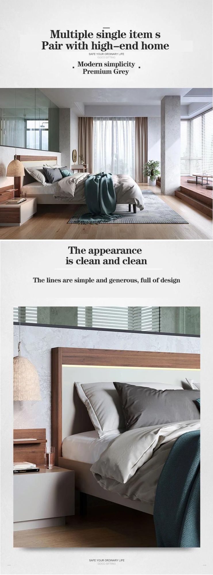 Solid Wood European Foshan Luxury Royal Modern King Size Bedroom Furniture Sets