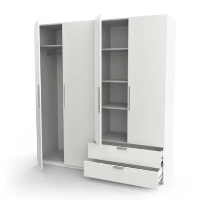 Wholesale Wooden Bedroom Minimalist White Wardrobe with Hinged Door