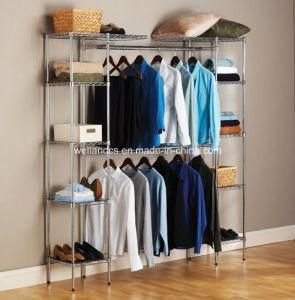 Modern Free Standing Organizer Metal Wire Closet Shelving DIY Expandable Bedroom Wardrobe Rack