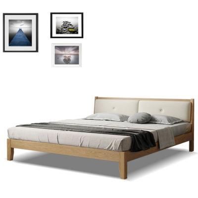 Nordic Japanese Solid Wood Bed White Oak Simple Double Bed Log 1.8m 1.5m Bedroom Wedding Bed Furniture 0032
