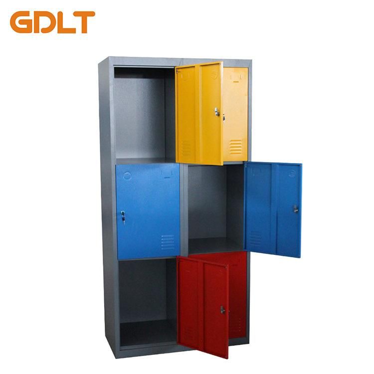 Colorful 6 Door School Furniture Clothes Storage Locker Cabinet with Mirror